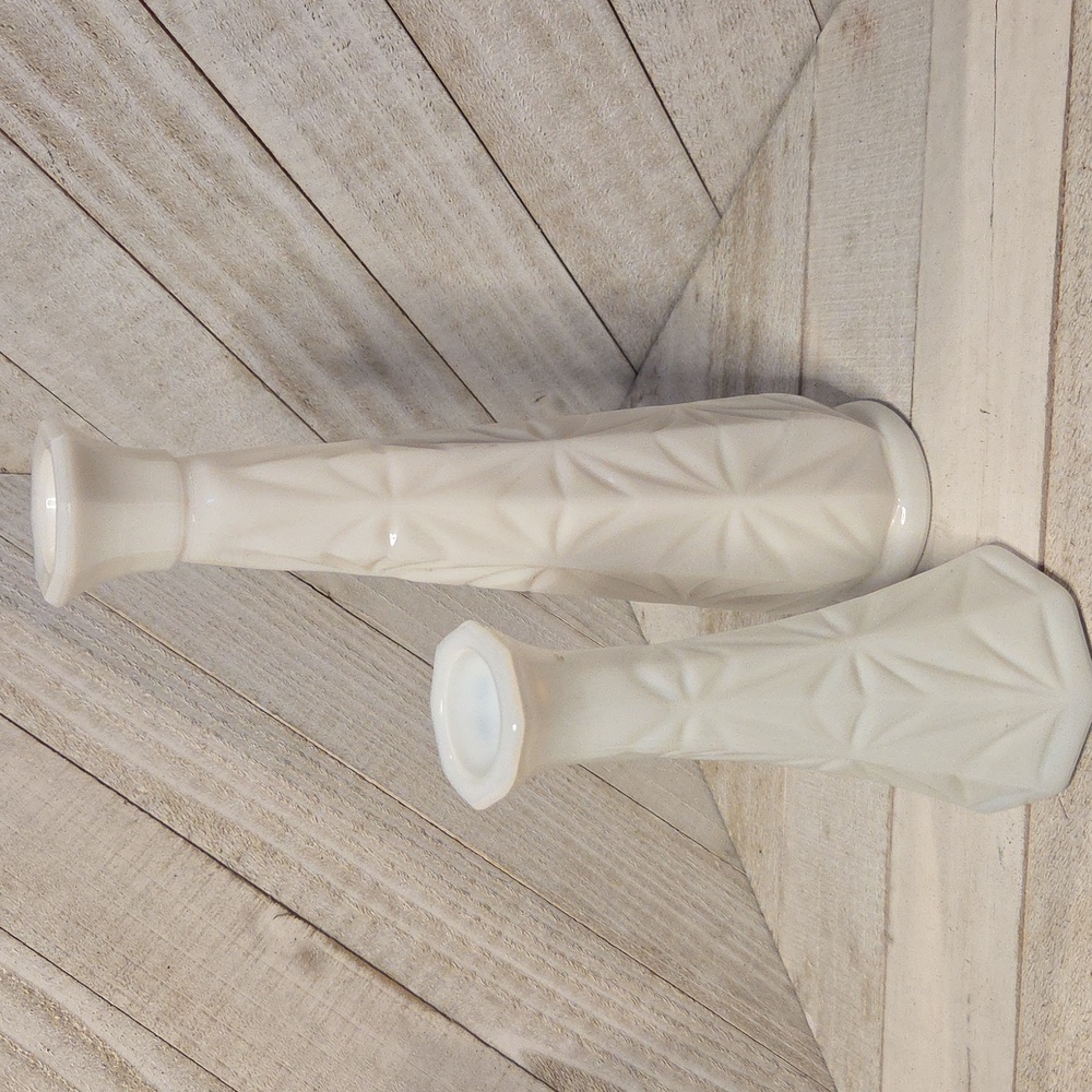 2 Vintage Milk Glass Vases